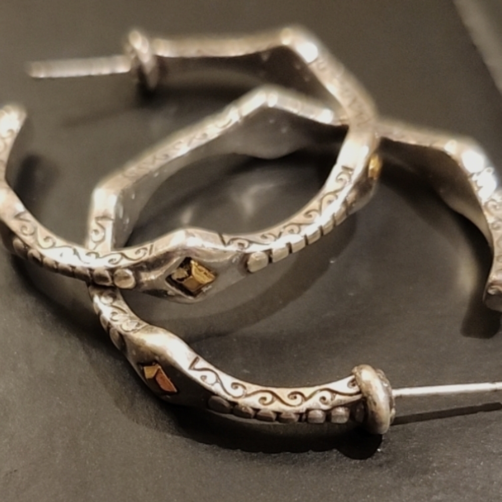 Vintage Hoop Earrings with Gold Accents (likely Brighton)